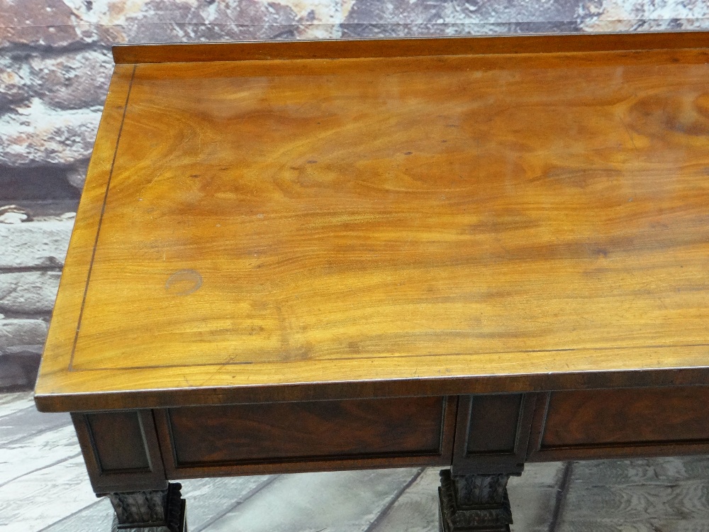 GOOD 19TH CENTURY REGENCY STYLE MAHOGANY & EBONY STRUNG SERVING TABLE, rectangular top with low - Image 6 of 33