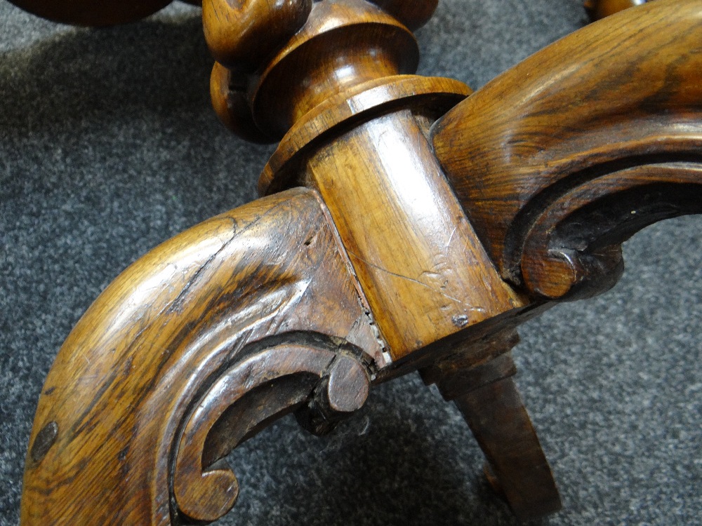 VICTORIAN ROSEWOOD TRIPOD TABLE, shaped top on fluted column and scrolled feet., 68cms diam - Image 11 of 17