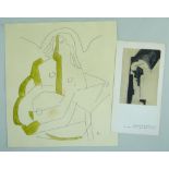 HENRI LAURENS (1885-1954) colour lithograph - cubist nude, 29.5 x 26.5cms and small lithograph