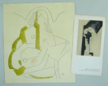 HENRI LAURENS (1885-1954) colour lithograph - cubist nude, 29.5 x 26.5cms and small lithograph