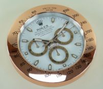 ROLEX DAYTONA COSMOGRAPH DEALER'S POINT OF SALE WALL CLOCK, 'rose gold' calibrated bezel and sweep