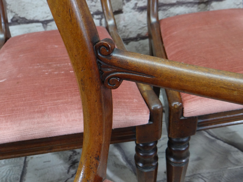 SET OF SIX VICTORIAN WALNUT BUCKLE BACK DINING CHAIRS with scroll - Image 2 of 3