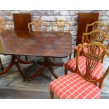 WILLIAM TILLMAN GEORGIAN-STYLE MAHOGANY DINING SUITE, c. 1975, comprising a 'Sheraton model' twin