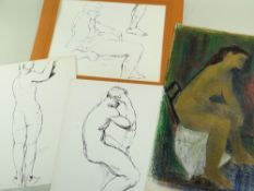 AUGUST MOSCA (Italian/American, 1907-2002) four works: (i) crayon - seated nude, signed and dated