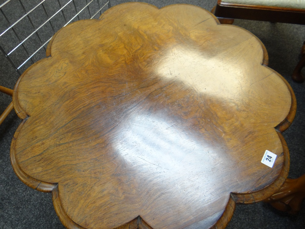 VICTORIAN ROSEWOOD TRIPOD TABLE, shaped top on fluted column and scrolled feet., 68cms diam - Image 3 of 17