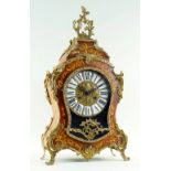 LOUIS XV-STYLE GILT METAL MOUNTED MARQUETRY MANTEL CLOCK, Franz Hermle & Sons, sprung driven