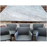 CONTEMPORARY ITALIAN MAXALTO GREY VEINED MARBLE & CHROME DINING TABLE & SIX DINING CHAIRS, table