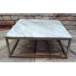 CONTEMPORARY ITALIAN MAXALTO GREY VEINED MARBLE & CHROME OCCASIONAL TABLE, 90w x 90d x 36cms h