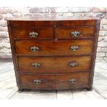 REGENCY MAHOGANY & EBONY STRUNG BOWFRONT CHEST, fitted two short and three graduated long drawers