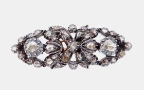 WHITE METAL DIAMOND ENCRUSTED BAR BROOCH of bow design, 11.2gms, in vintage Frank Stewart of