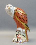 ROYAL CROWN DERBY BONE CHINA PAPERWEIGHT 'Red Kite', printed marks to base with stopper, 17.5cms