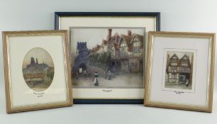 CIRCLE OF WILLIAM JAMES MULLER watercolours - entitled Corfe, Warwick and Shrewsbury, two bear