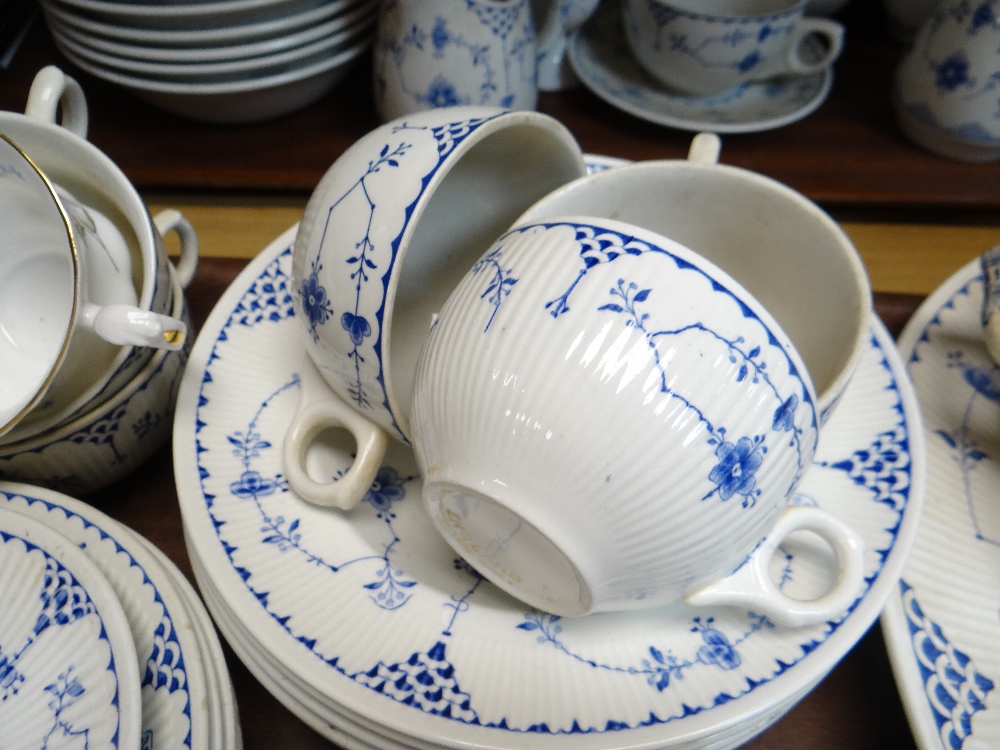 MATCHED PART SERVICE OF 'DENMARK' PATTERN BLUE & WHITE DINNERWARES, mainly by Furnivals Ltd., - Image 18 of 20