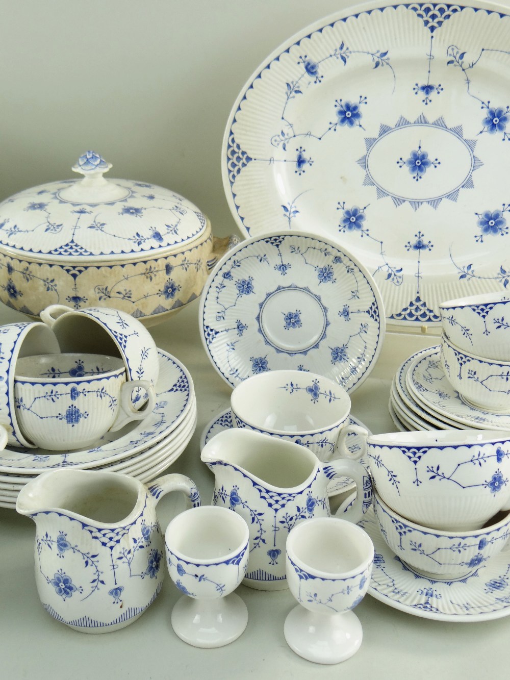 MATCHED PART SERVICE OF 'DENMARK' PATTERN BLUE & WHITE DINNERWARES, mainly by Furnivals Ltd., - Image 3 of 20