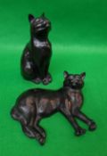 PETER CLOSE, Resin Sculptures, 'Small Cat 5' and 'Small Cat 4', on Albany Gallery labels, 19cms long