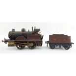 BING GAUGE 1 LIVE STEAM 0-4-0 LOCOMOTIVE 2631 and TENDER, in Midland Railway maroon livery, with