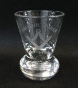 BBC BARGAIN HUNT LOT: VICTORIAN MASONIC FIRING GLASS, the funnel bowl engraved square & compass,