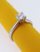 PLATINUM (950) DIAMOND SOLITAIRE RING, the princess cut diamond measuring 0.7cts approx., ring