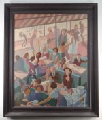 GEORGE KILBARDA oil on board - 'The Cafe', signed and dated '89, 75 x 60.5cms