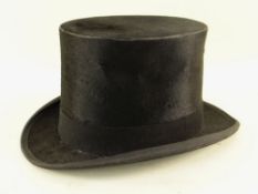 BBC BARGAIN HUNT LOT: VINTAGE MOLESKIN TOP HAT, silk and leather lined interior with Bee trademark,