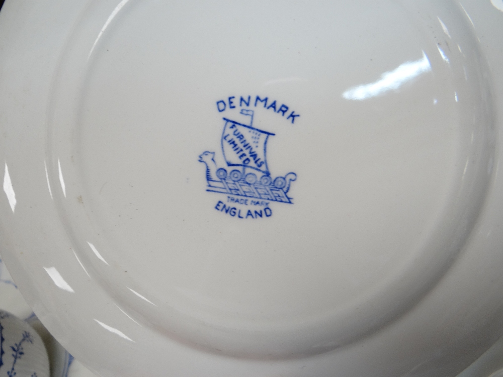 MATCHED PART SERVICE OF 'DENMARK' PATTERN BLUE & WHITE DINNERWARES, mainly by Furnivals Ltd., - Image 13 of 20