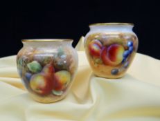 PAIR OF ROYAL WORCESTER PORCELAIN VASES, shape 2491, painted with fruit by John Smith and possibly