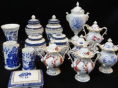 ASSORTED MODERN COALPORT BONE CHINA, including five twin handled pot pourri vases, two pairs of jars