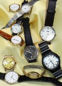 GROUP OF VINTAGE & MODERN FASHION WATCHES including 9ct gold mounted wristwatch head and Swatch