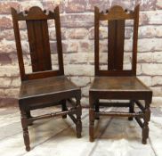 BBC BARGAIN HUNT LOT: MATCHED PAIR OF WILLIAM III JOINED OAK SIDE CHAIRS, scroll carved crestings