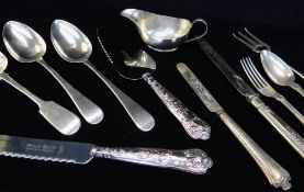 ASSORTED SILVER comprising pair of George III silver table spoons, 21.5cms long, London 1816,