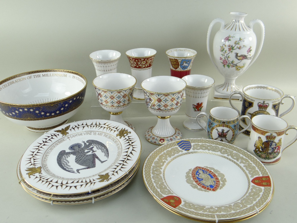 ASSORTED MODERN SPODE BONE CHINA, including a Millennium punch bowl, several large plates,