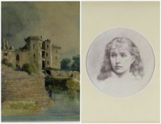 JOHN WOOD WHYMPER watercolour - a castle house ruin by a river, signed and dated 1892, and a small