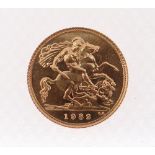 ELIZABETH II GOLD HALF SOVEREIGN, 1982, 4.0gms