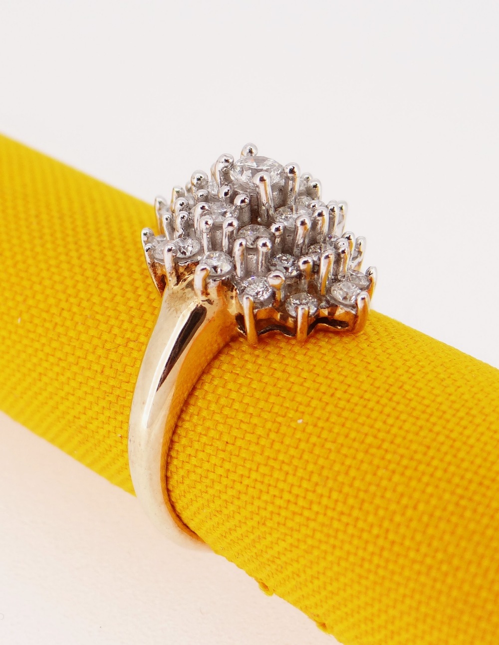 9CT GOLD DIAMOND CLUSTER RING, made up of twenty-nine graduated diamonds, ring size N / O, 4.8gms - Image 2 of 3