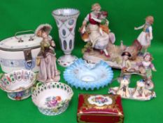 ASSORTED EUROPEAN PORCELAIN AND GLASS, including Judendstiil-style oval stencilled decorated casket,