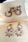 GOLD EARRINGS comprising two pairs of 10k gold pearl set earrings, 6.1gms overall