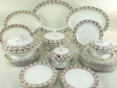 LATE VICTORIAN POTTERY 'MAYFAIR' PART DINNER SERVICE, brown-printed and enamelled with bamboo border