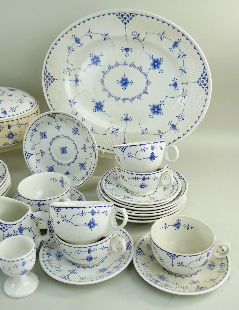MATCHED PART SERVICE OF 'DENMARK' PATTERN BLUE & WHITE DINNERWARES, mainly by Furnivals Ltd., - Image 2 of 20