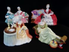 ASSORTED ROYAL DOULTON CHINA FIGURES, comprising HN2473 At Ease, HN2149 The Love Letter, HN2330