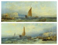 FOLLOWER OF WILLIAM HENRY WILLIAMSON (1820-1883) oils on canvas - 'Near Havre', and '*** Castle',