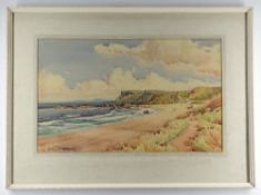 SAM MCLARNON watercolour - 'Ballycastle, Fair Head', signed, titled in pencil verso, 28 x 46cms