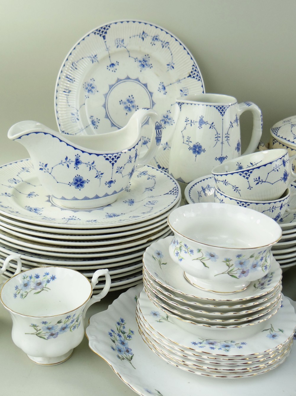 MATCHED PART SERVICE OF 'DENMARK' PATTERN BLUE & WHITE DINNERWARES, mainly by Furnivals Ltd., - Image 5 of 20