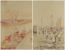 VICTOR NOBLE RAINBIRD (British 1888-1936) watercolours - 'Morning Shields' and 'Lee Tide Etaples'..