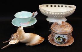 ASSORTED CERAMICS comprising Paragon Fine China butterfly handled cup and saucer, Poole pottery wall