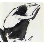 JOSEF HERMAN OBE RA inkwash - crouching workman, unsigned, 9 x 9.5cms Provenance: private