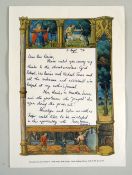 AERONWY THOMAS 1994 letter on 'Book of Hours' illustrated notepaper thanking Rev. Davies for the