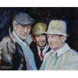 MIKE MORRIS oil on board - the heads of three country gentlemen, signed, 24 x 29.5cms Provenance: