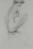 GLYN MORGAN pencil drawing - study of a seated nude female, signed and dated '82, 28 x 19cms