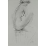 GLYN MORGAN pencil drawing - study of a seated nude female, signed and dated '82, 28 x 19cms