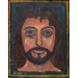 JACK JONES oil on board - head of Christ, signed and dated 1977, 25 x 29cms Provenance: private